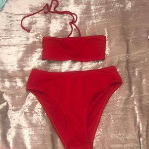 Red Ribbed Bikini